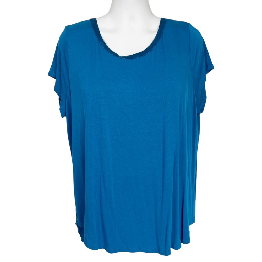 Simply Emma Blue Stretchy Scoop Neck Short Sleeve Tunic Lounge Sleep Top 3X